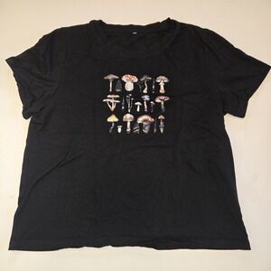 Mushroom‎ Graphic Black Womens Tee Shirt